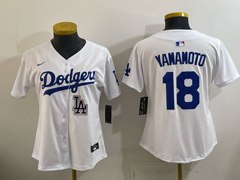 Women 2026 Nike Los Angeles Dodgers #18 Yamamoto White Game MLB Jersey 02->women mlb jersey->Women Jersey